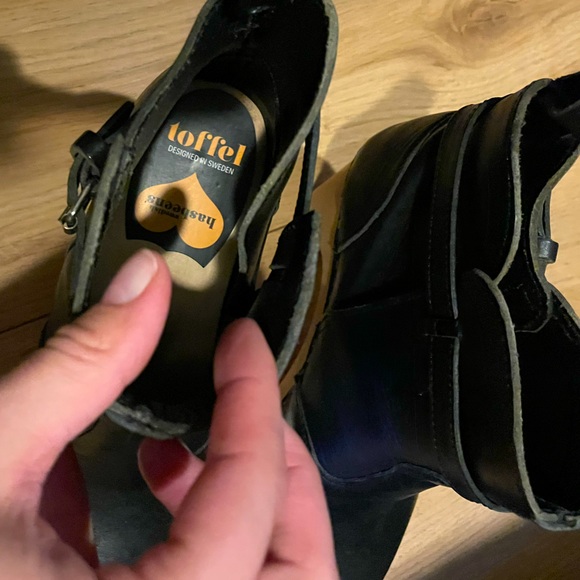 Hasbeens Swedish Toffel Black Leather Clog Ankle Boots Womens EU 39 US 8.5 - Picture 3 of 3